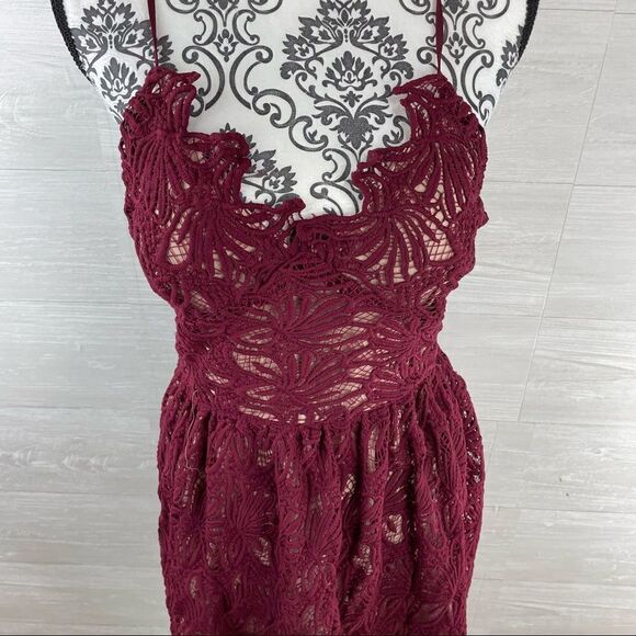 J.O.A. Scalloped Floral Lace Fit and Flare Lace Up Dress - Picture 6 of 13